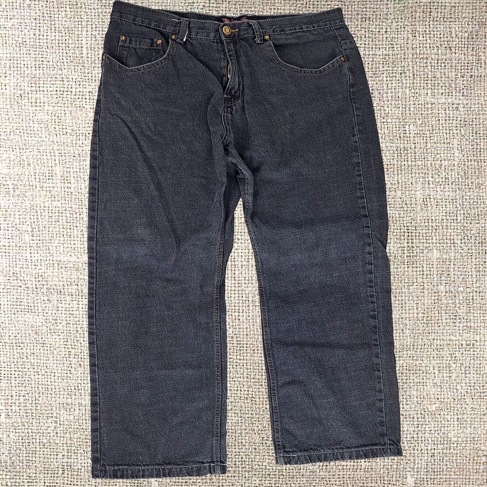 Brooklyn Express Men's Regular Fit Black Denim Jeans 38x30 Zipper Closure